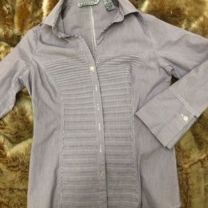 Purple and white striped button down